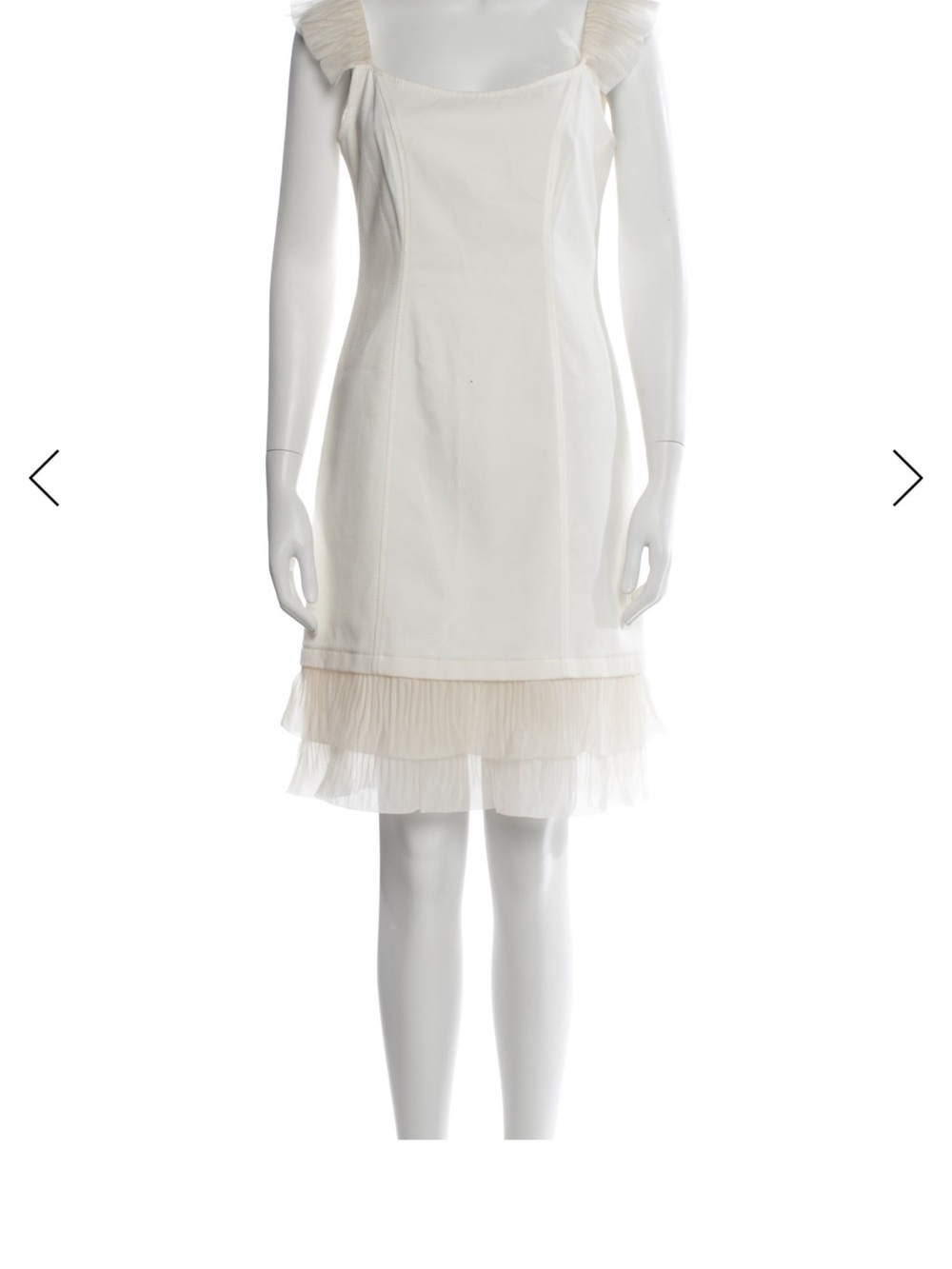 Valentino Cream Square-Neck Layered-Hem Mini Dress